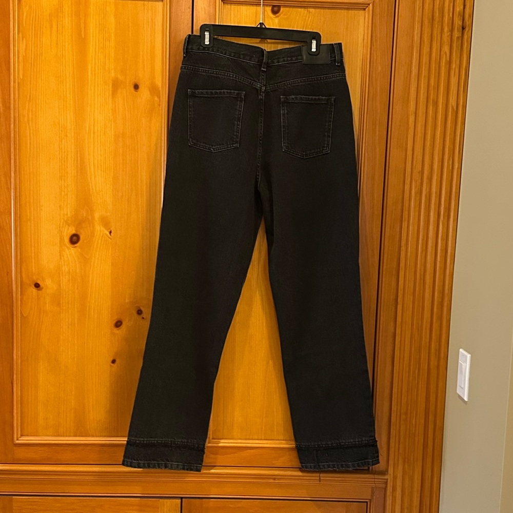 SANDRO women’s Stern Western Belted High Rise Straight Jeans in Black - Picture 10 of 16